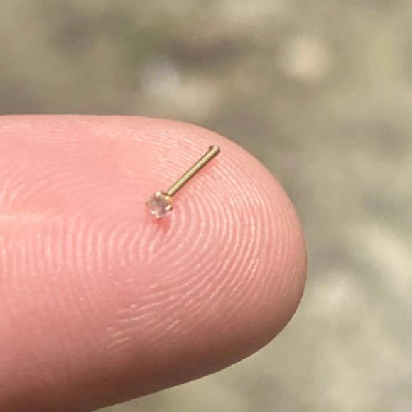 COPY - Tiny 1mm Diamond Gold Nose Ring Nose Stud Nose Piercing - Picture 4 of 8